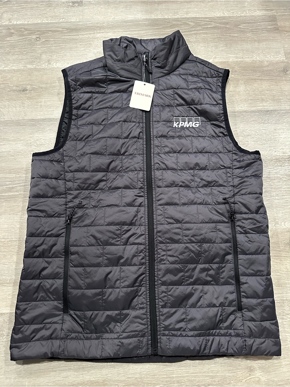 I344 NWT KPMG Trimark Mens M Medium Telluride Packable Puffer Vest Full Zip Gray